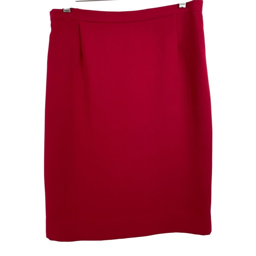 Vintage Womens Size 12 Red Straight Pencil Knee Length Skirt